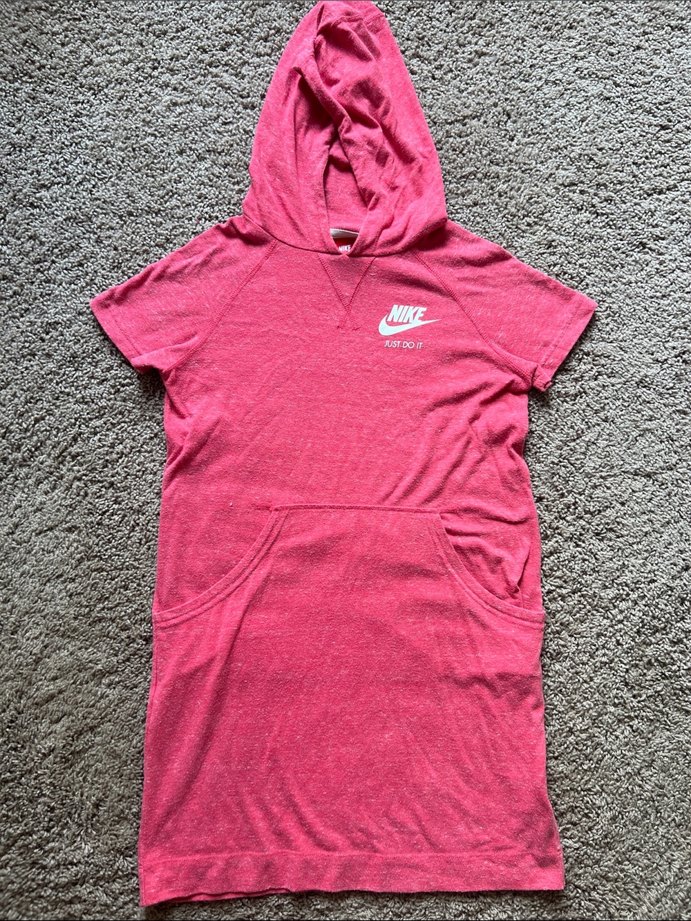 Girls Nike Hooded Tee Dress with White Logo size Large